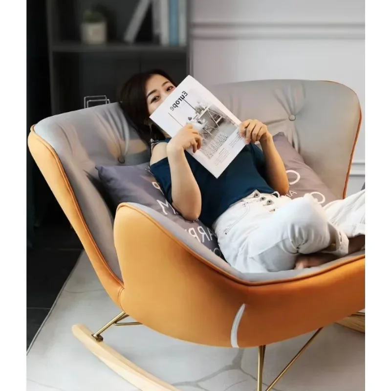 Hot Selling Lamb Wool With Solid Wood Frame Metal Legs Bedroom Accent Chair Rocking Chair