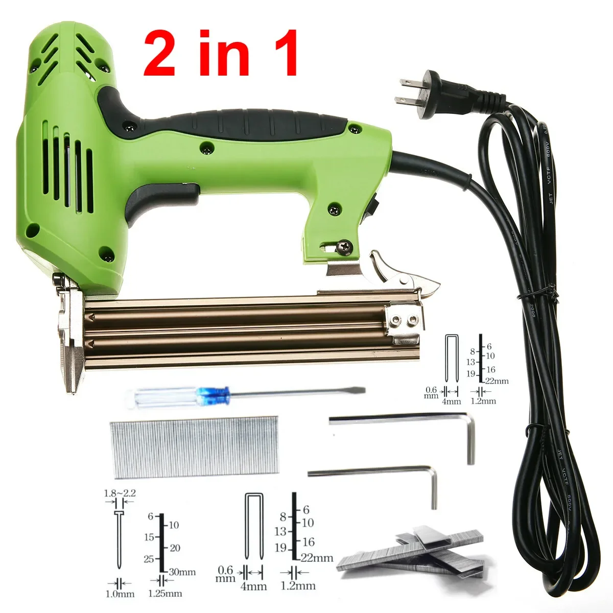 1800W Electric Stapler Gun 2 in 1 Framing Tacker Eletric Nails Staple Gun 220V Electric Power Tools U-Shaped Straight Nail Gun