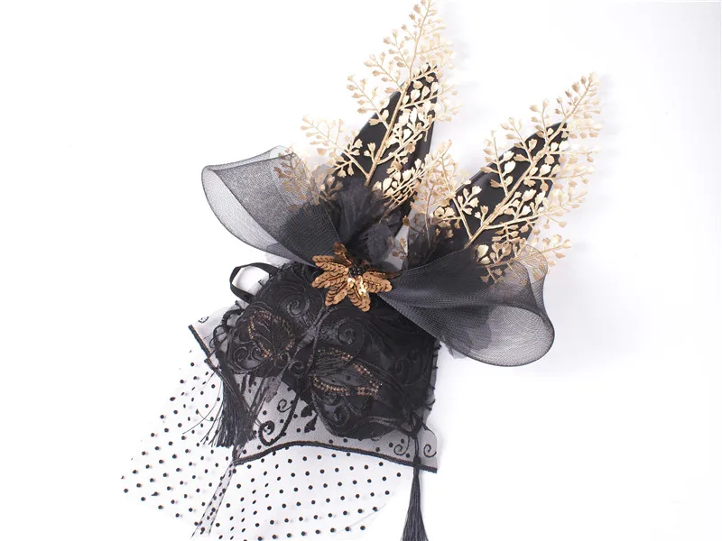 Maska królicza uszy długi pełny woalkowy zakrywacz twarzy królicza dziewczyna przesadna maska maskowany piosenkarz występ sceniczny maska na Halloween