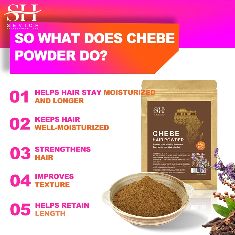 Sevich 100% Chebe Powder Effective Growthing Hair Improves Hair Density Nourishes Follicles Fast Regrowth Hair Product 100g