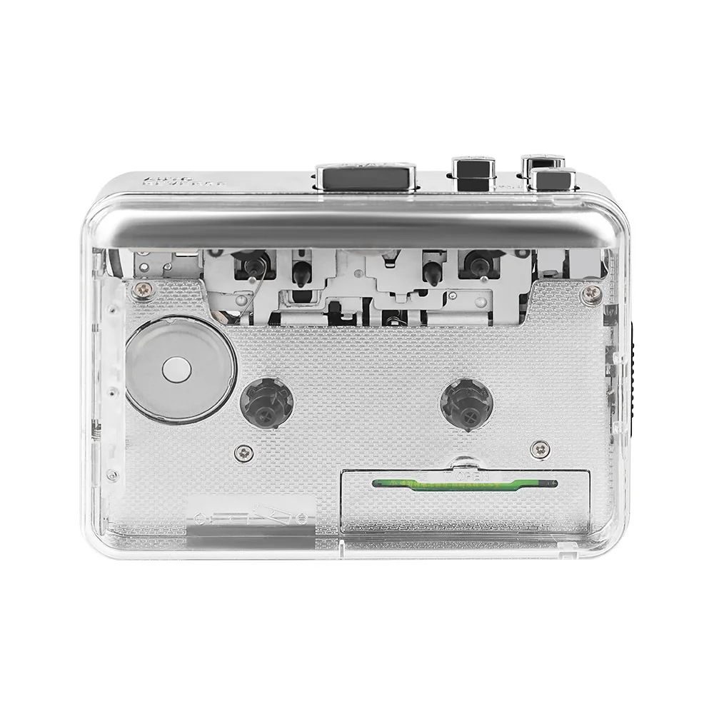 Transparent Portable Cassette Deck USB MP3 Recorder for Tape Digitization Simple Operation No External Power Needed