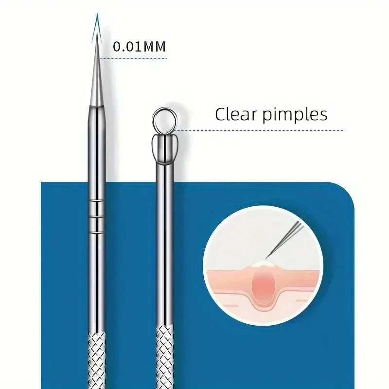 8 قطعة حب الشباب إبرة خلية كليب أداة إزالة الرؤوس السوداء الفولاذ المقاوم للصدأ حب الشباب الجمال حب الشباب إبرة استخراج