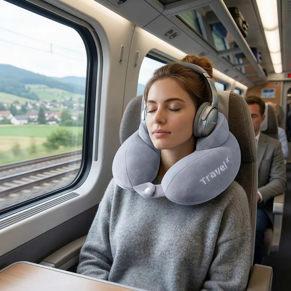 Portable Travel U-shaped Pillow Slow Rebound Convenient Neck Protection Pillow Memory Cotton Driving Pillow For Daily Use