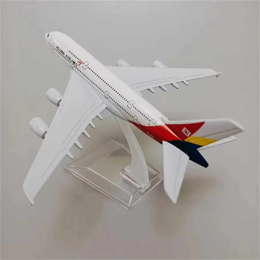 16cm liga de metal coreano ar asiana companhias aéreas a380 modelo de aeronave fundido brinquedos airbus 380 companhias aéreas 1:400 escala modelo de aeronave