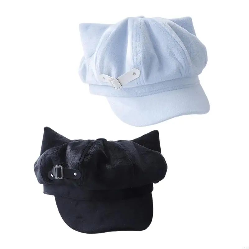 

DXAA Handmade Dark Kitten Ear Painter Hat for Unisex Cabbie Hat for Outdoor Leisure Dark Hat Photo Props