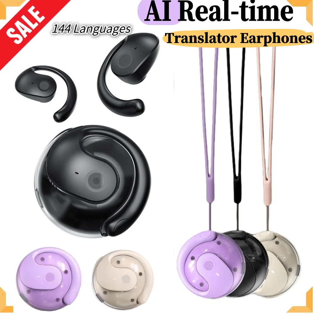 Wireless BT AI Translation Earbuds 99% Accuracy 144 Languages Real-time Language Translation Earphones Smart Voice Translator