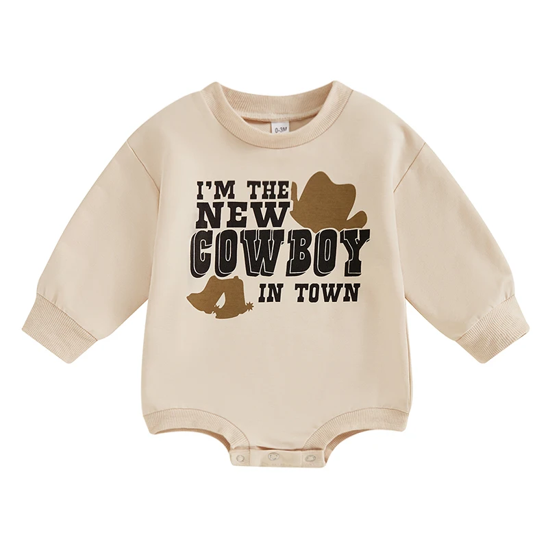 

Baby Boys Rompers Letter Print Crew Neck Long Sleeve Infant Clothes Jumpsuits Fall Bodysuits