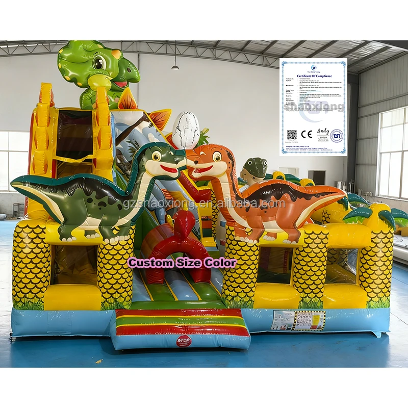 Commercial Outdoor Inflatable Dinosaur Theme Jumping Bouncy Castle with Climbing for Kids Inflatable Bounce House Slide Combo
