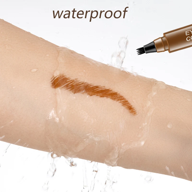 Crayon à sourcils liquide marron noir, 4 points, Microblading, rouge, imperméable, naturel, sauvage, tatouage, maquillage, cosmétique