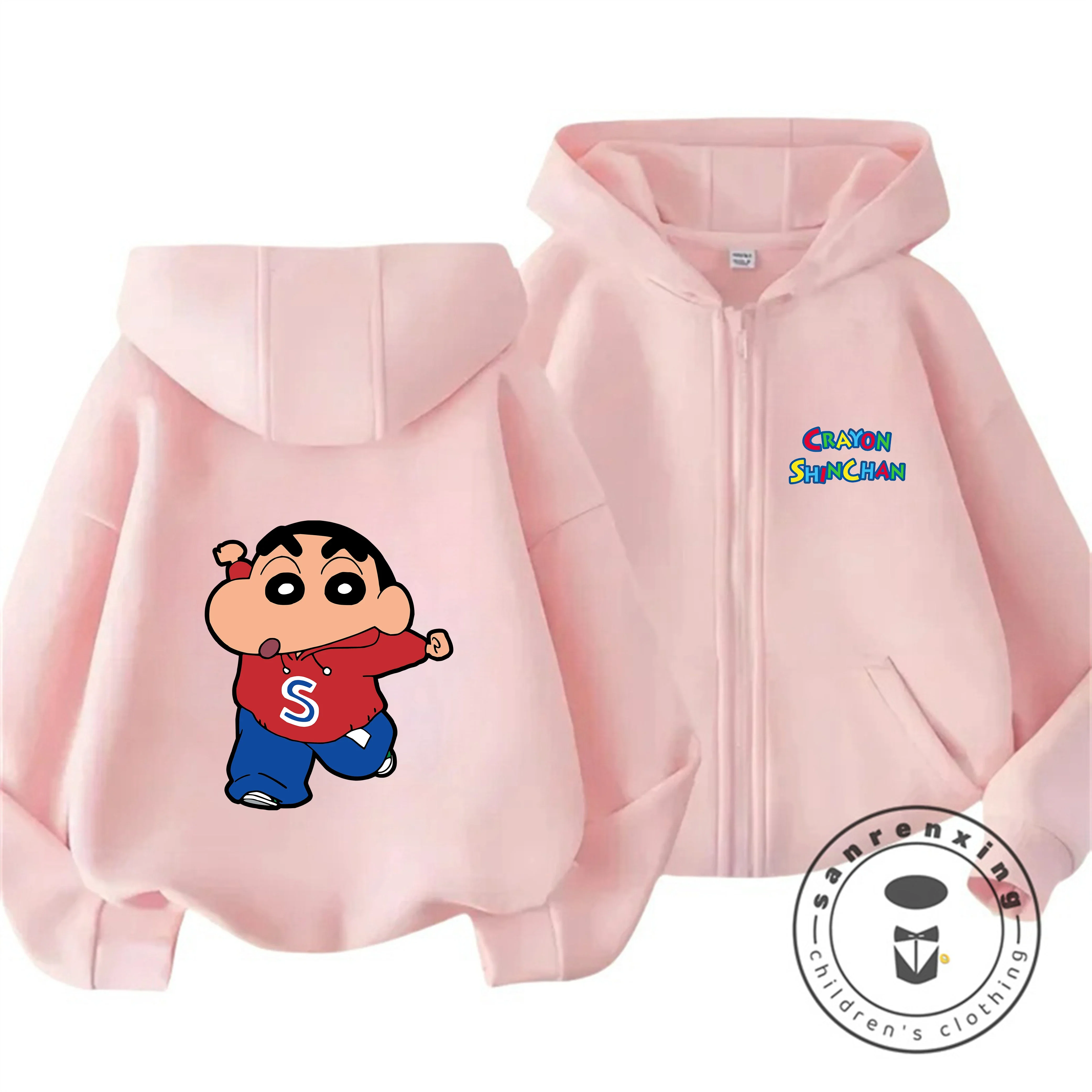 Street Style Kids Zipper Hoodie Cute Cartoon Print Autumn Winter Hoodie Crayon Shin Chan Boys Girls 3 14 Years