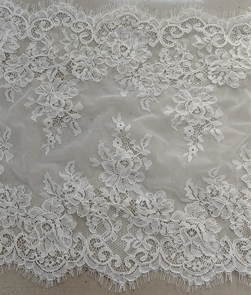 3 Meters/Piece Border Eyelash Lace Fabric,  35cm Width Bridal Wedding Dress Veil, DIY Jewelry Fabric Material for Clothes, RS766