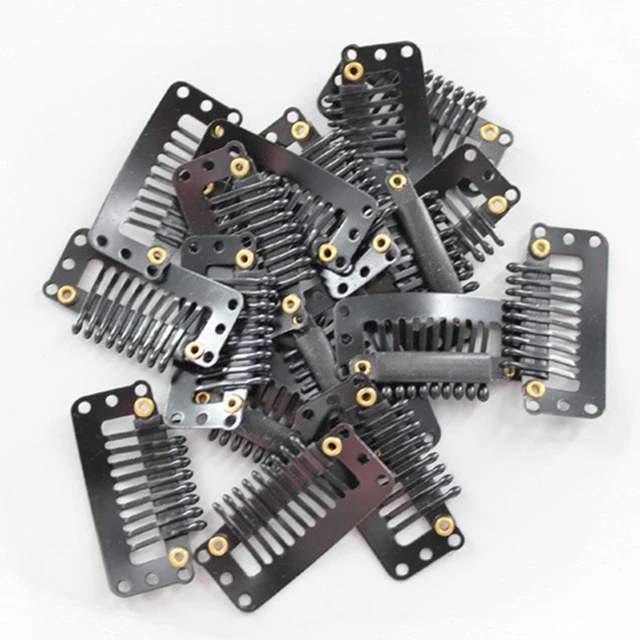 24Pcs 9 Teech Droplet Shape Wigs Clip In Hair Extension Wig Clips For Human Hair Bangs Snap Hair Clips For Extensions Metal Comb