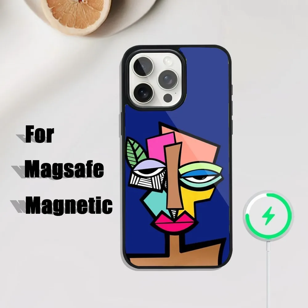 Art Painting P-Pablo P-Picasso Phone Case For iPhone 16,15,14,13,12,11,Plus,Pro,Max Mini Magsafe Magnetic Wireless Charging