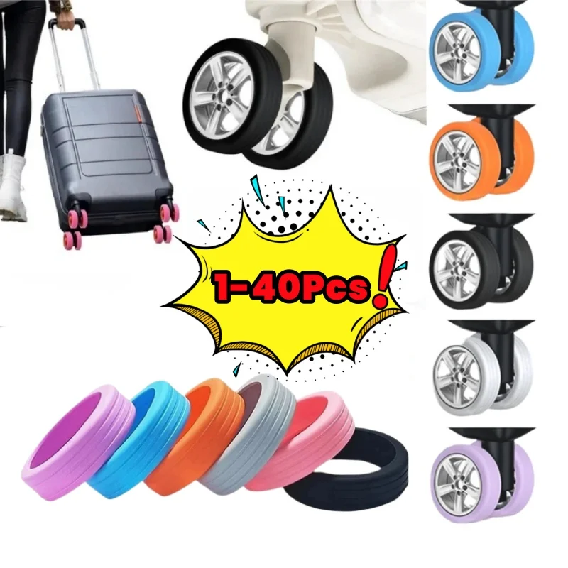 1-40pcs Rolling Luggage Wheel Protecter Silicone Travel Suitcase Trolley Caster Shoes Reduce Noise Silence Cover Bag Accessories