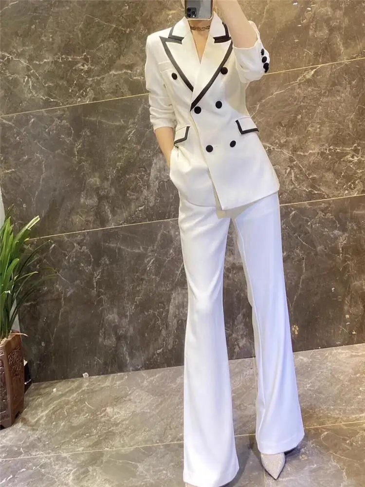 Fashionable Casual Women's Small Suit Set 2026 Spring Autumn Professional Design Unique Style Long Sleeve Long Pants Polyeste...