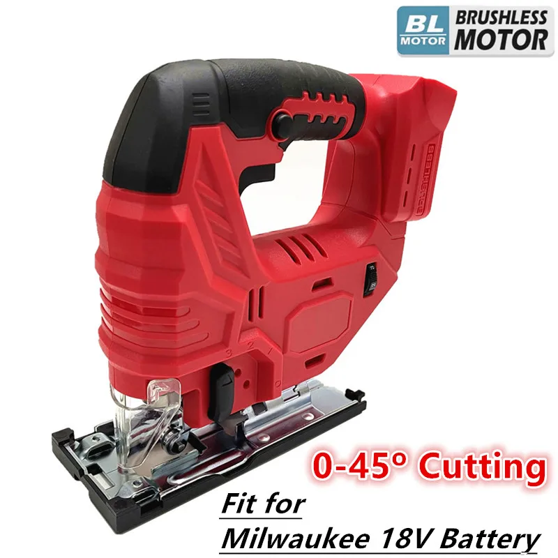 Fit For Milwaukee 18V Battery Brushless Jig Saw 0-45º Cutting 3 Orbital Settings Electric Jigsaw Woodworking Tool Power Tools