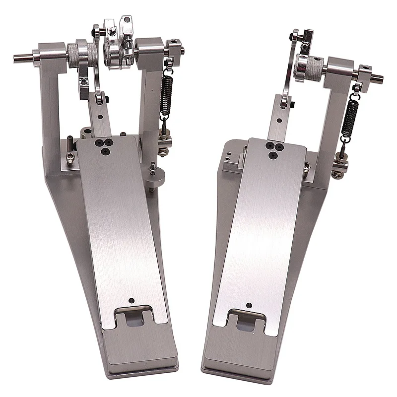 NEW Aluminium Alloy Drum Pedal Double Pedal Silver Double Bass Drum Pedal Good Handicraft