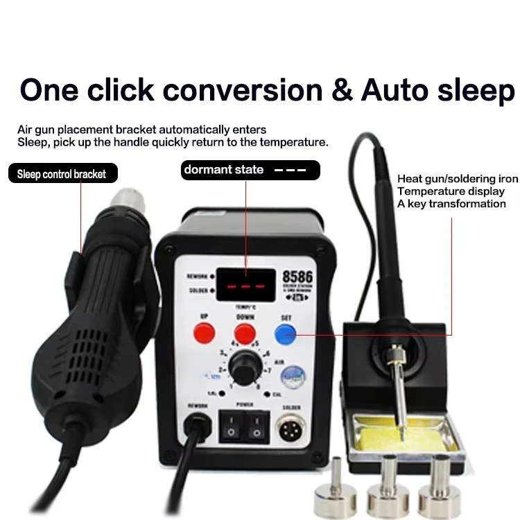 Aojiw 8586 2 in 1 Combined Hot air Gun and Soldering Station Rework Station Soldering Mobile Repair Tool Phone Repair Tool