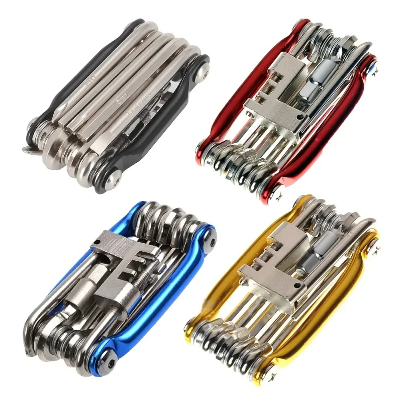 11-in-1 Bicycle Repair Tool Kit, Multi-Function Mountain Bike Wrench with Hex Keys & Screwdriver for Road MTB Cycling