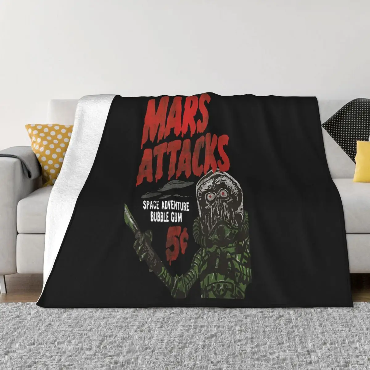 Mars Attacks Mens Space Adventure Slim Fit Coal Personalized Newest Children Goth Brand Style Throw Blanket