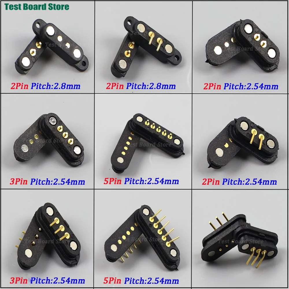 1Set DC Magnetic Pogo Pin Connector 2A 36V Pogopin Male Female Spring Loaded 2Pin 3Pin 5Pin DC Power Socket 2.54mm 2.80MM