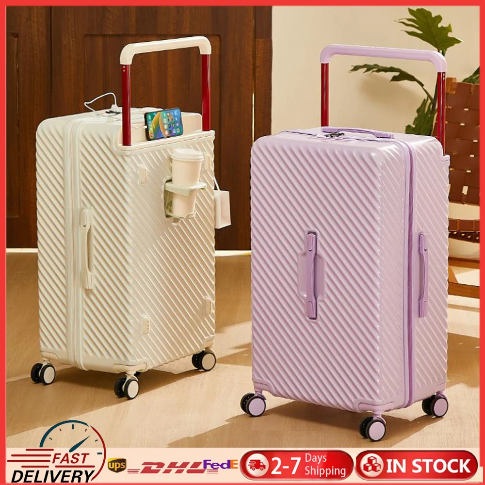24-Inch Five-Wheel Hard-Shell Trolley Suitcase Quiet With USB Port And Combination Lock Carry-On Luggage Large Capacity