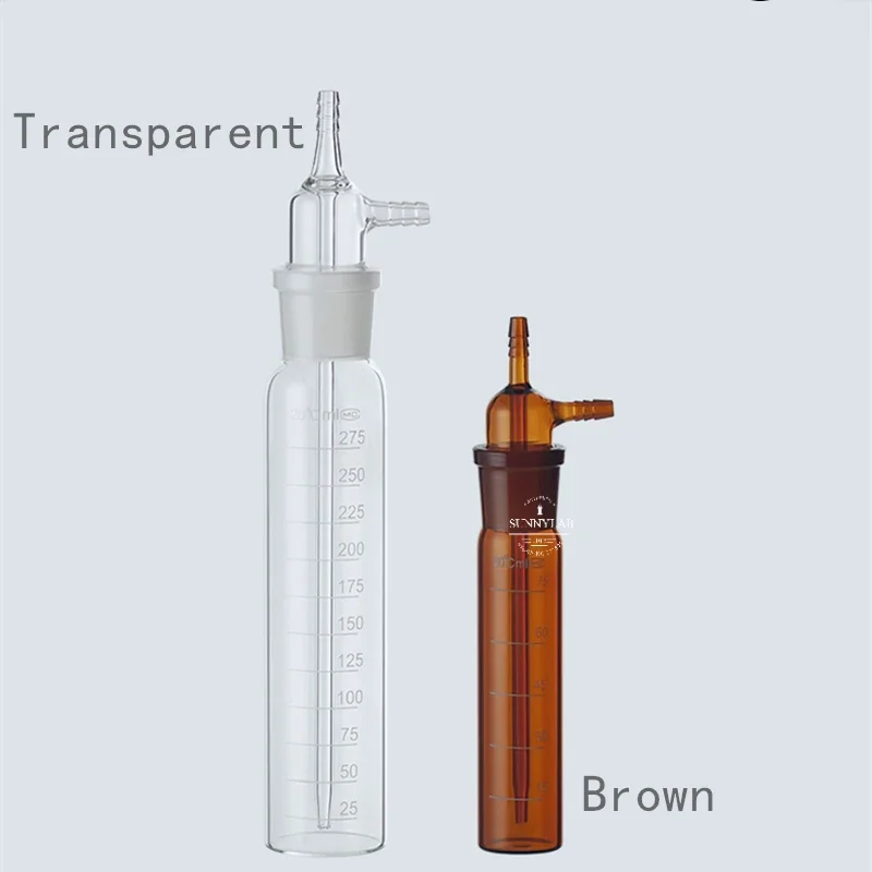 1pc/lot 10ml/25ml/50ml/75ml/125ml/250ml/275ml Lab Glass Impact Absorber Bottle Absorption Tube Gas Sampler Bottle