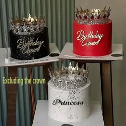 Ins Happy Birthday Princess Acrylic Queen Cake Topper Girl Cake Side Decoration For Mom Birthday Party Cake Decoration