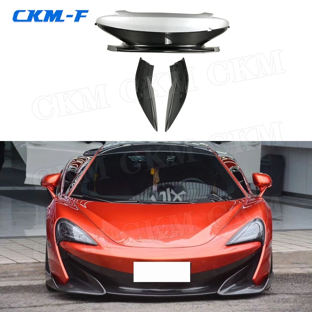 Dry Carbon Fiber 600LT Style Front Bumper Spoiler Lip Side Splitters Aprons For McLaren 540C 570S 570GT Bumper Guard