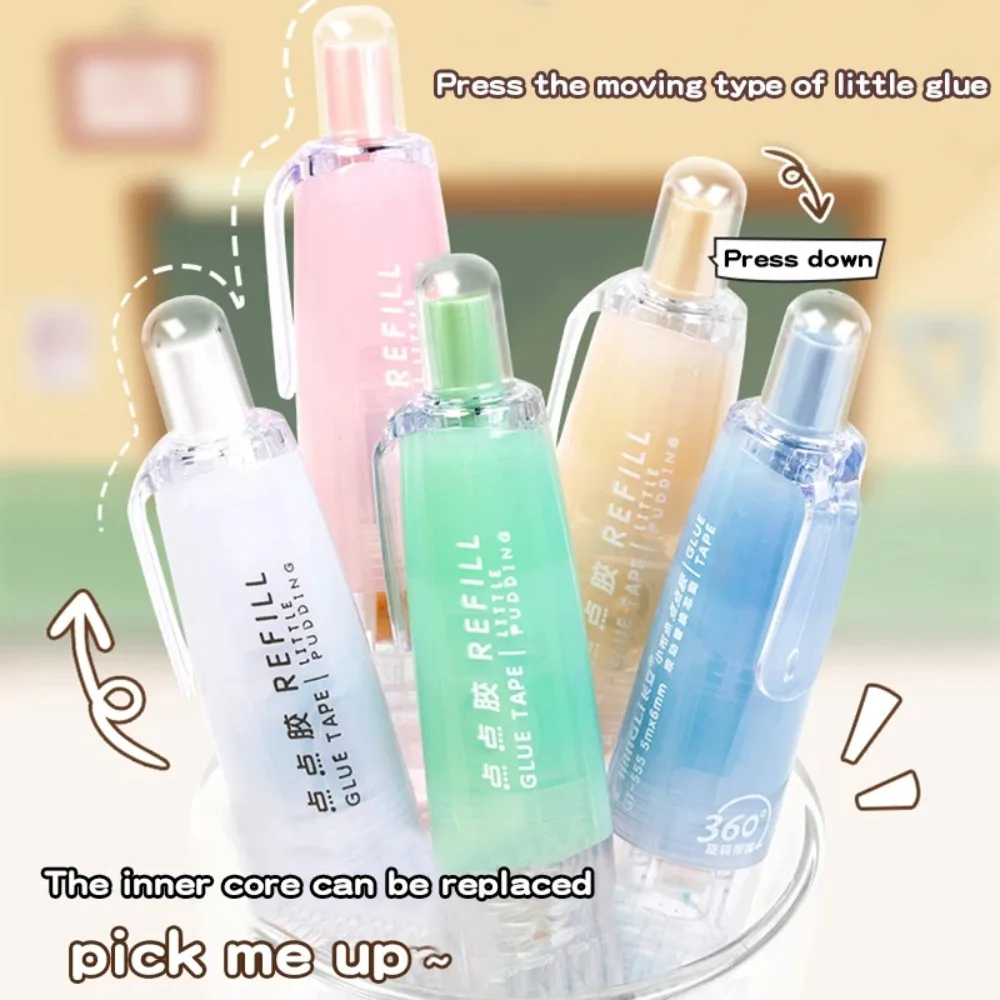 Double-sided Adhesive Press Spot Glue Pen High Viscosity Replaceable Core Correction Tape Glue Tape Stationery Large Capacity