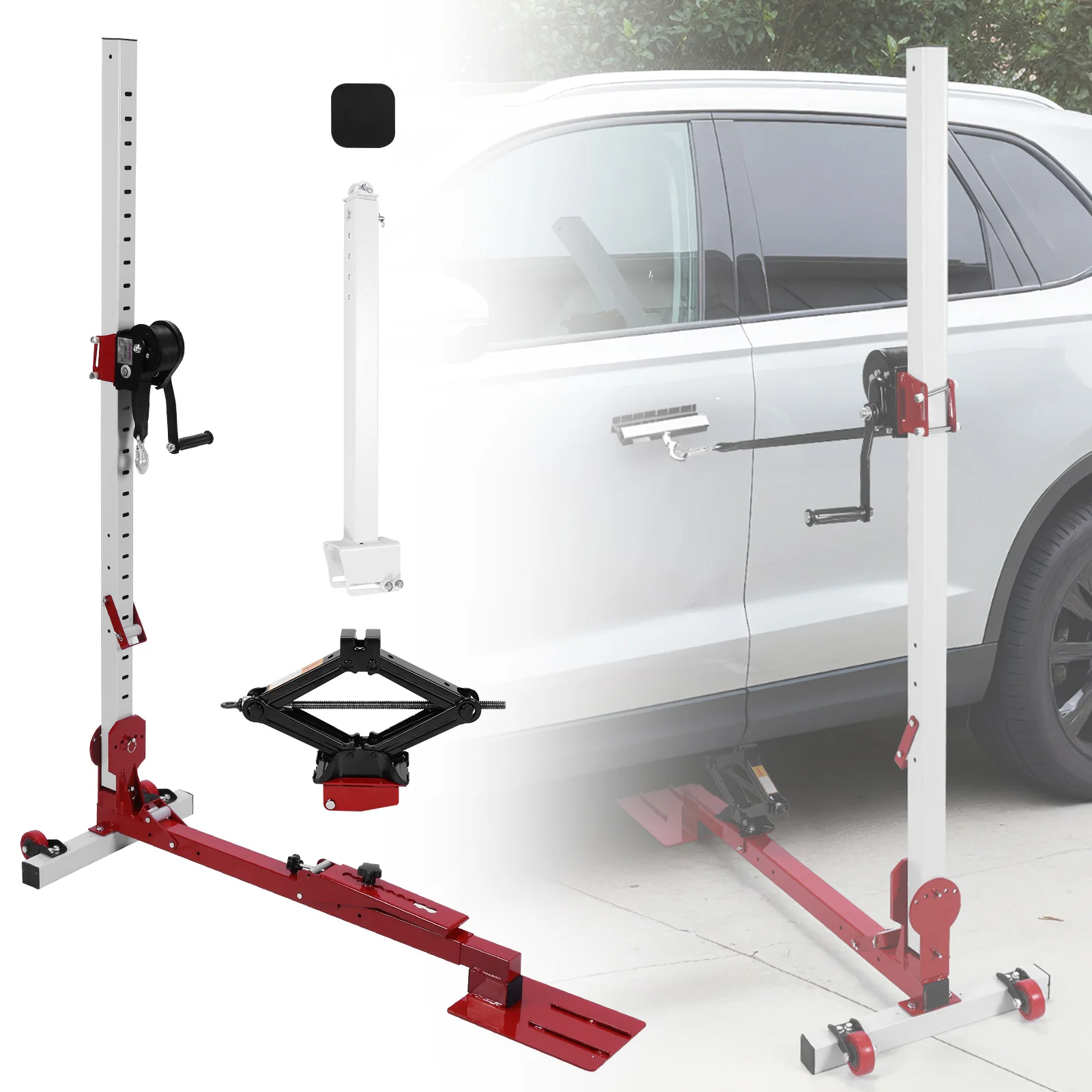 

Car Dent Repairing Tool 3 in 1 with Nylon Casters Car Dent Pull Lever Bar 1322lbs Pulling Force for Door Dings and Hail Damage