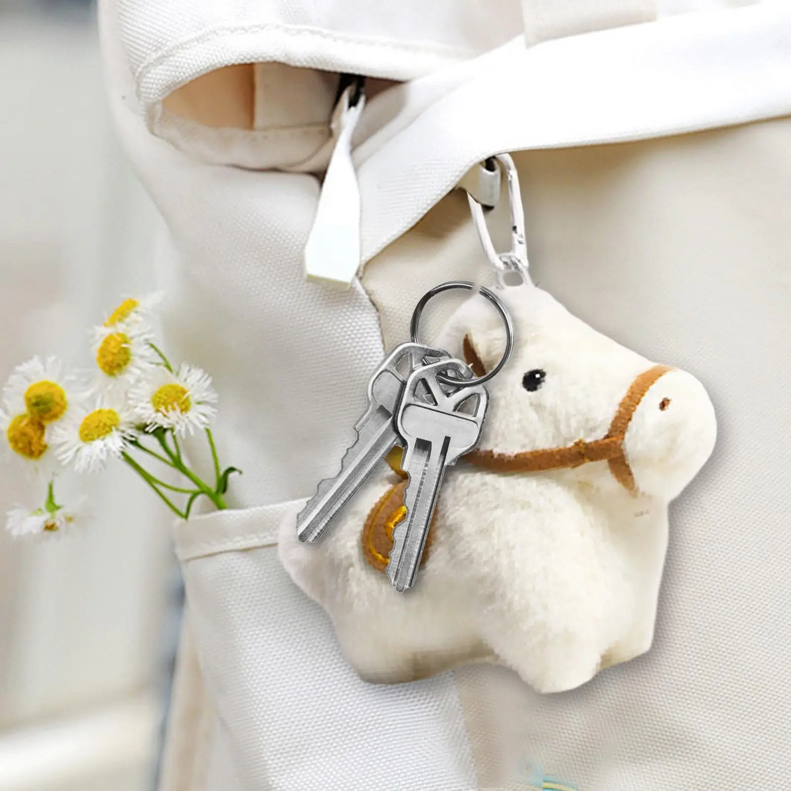 

Plush Horse Car Hanging Ornament Rearview Mirror Decor Year of the Horse Bag Accessories Travel Safety Charm New Year Gifts