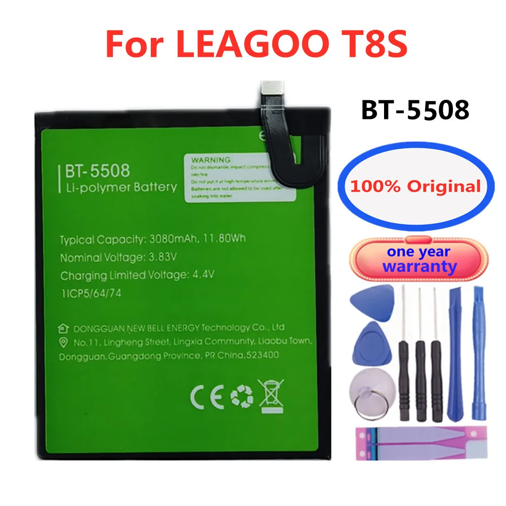 

New 100% Original BT5508 3080mAh Battery For LEAGOO T8S Smart Mobile Phone Battery High Quality Replacement Batteries +Tool Kits