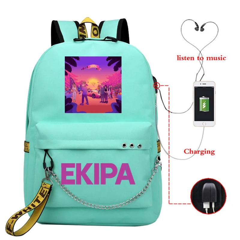 Ekipa drukuj kobiety plecak Mochila dla dziewczyny podróż tornister plecak Usb ładowanie torba na ramię eipa dla nastoletnich Bookbag