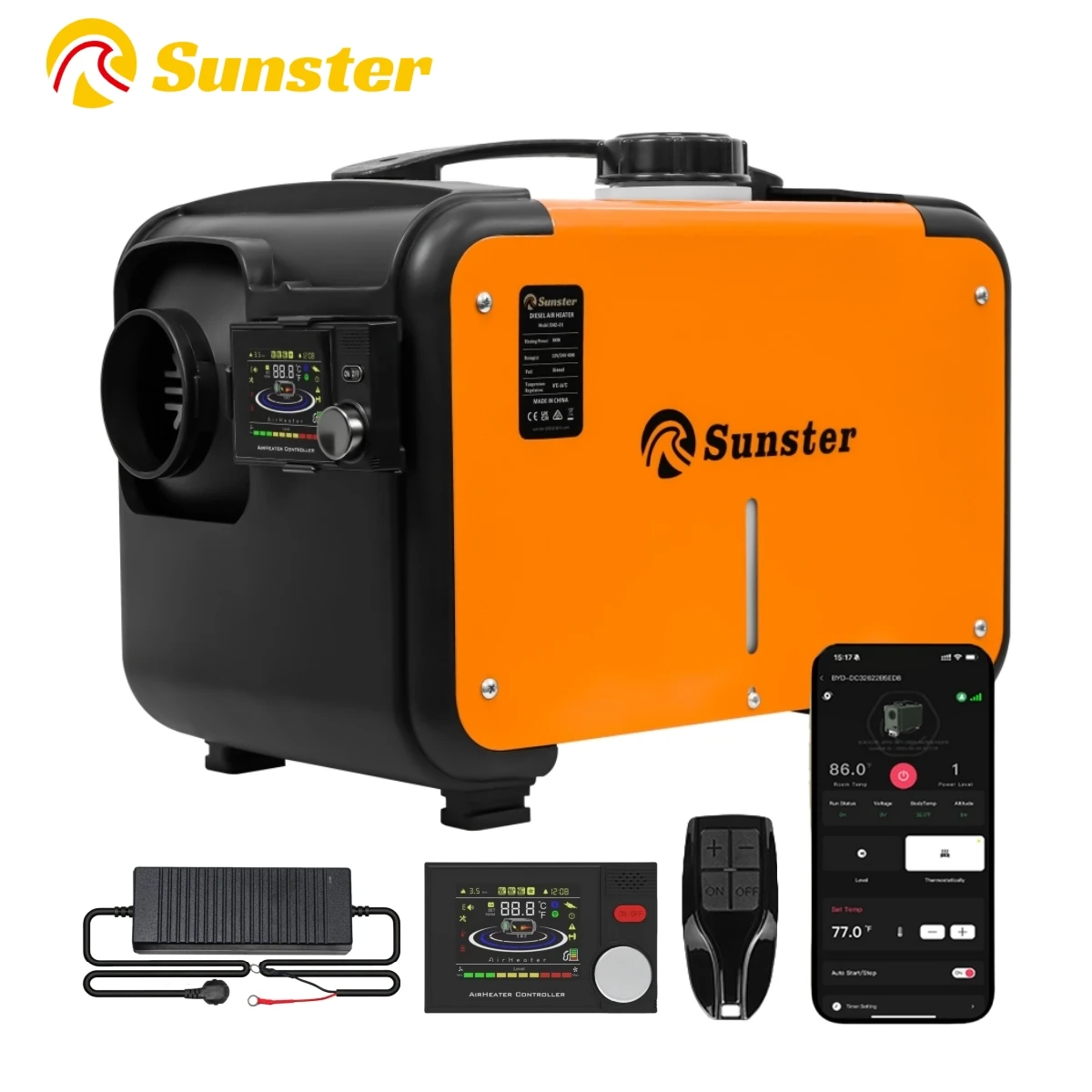 Image of 8KW ALL IN ONE Diesel-Lufterhitzer 12V/24V/220V Bluetooth APP & LCD-Steuerung Auto-Dieselheizung für Autos, LKWs, Wohnmobile, Boote, Busse