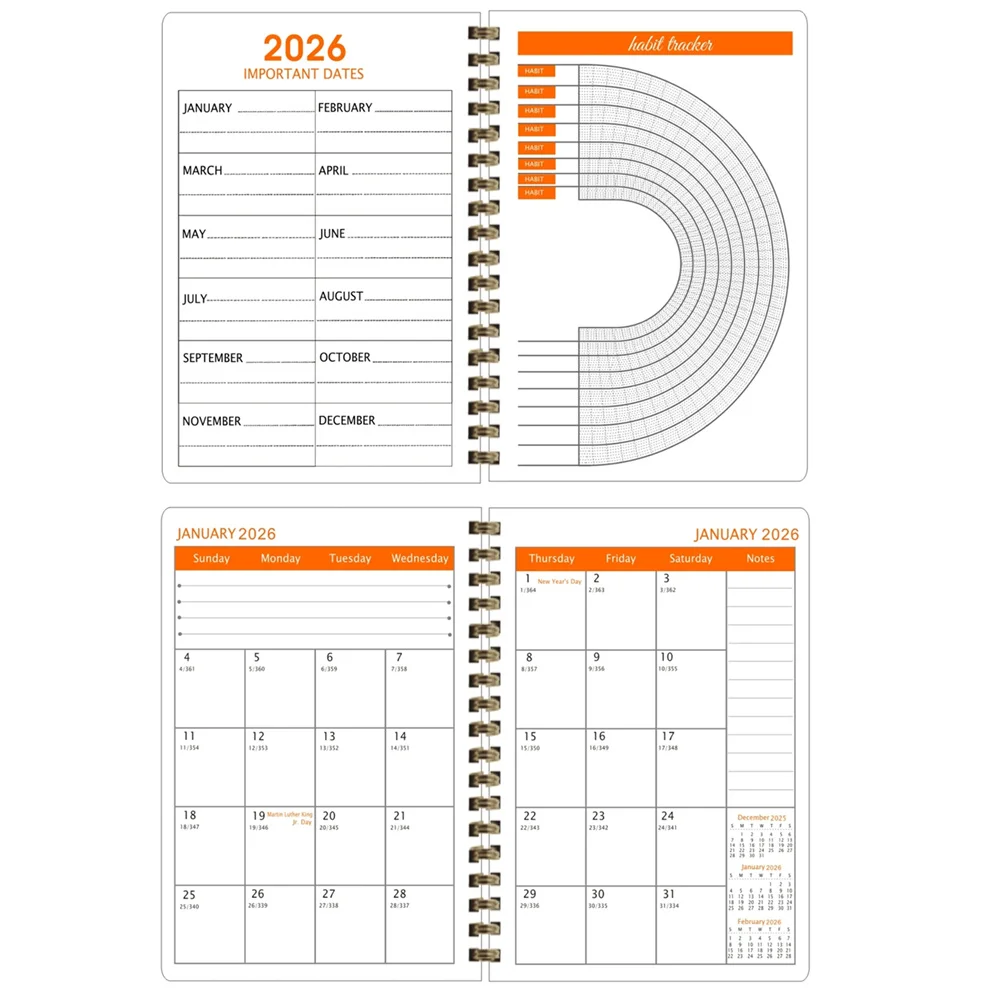 2025-2027 Planner Notebook A5 Agenda English Inner 80gsm Monthly/Weekly/Daily School Supplies Stationery