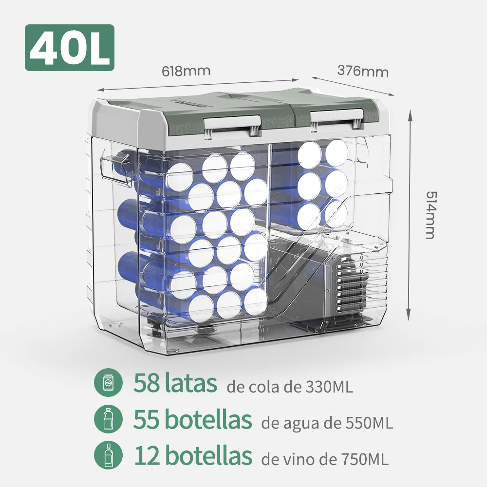 Alpicool NLS 20L 30L 40L Autokoelkast Minikoelkast Vriezer 12V Draagbare compressorkoeler 12/24V DC 100-240V AC voor kamperen