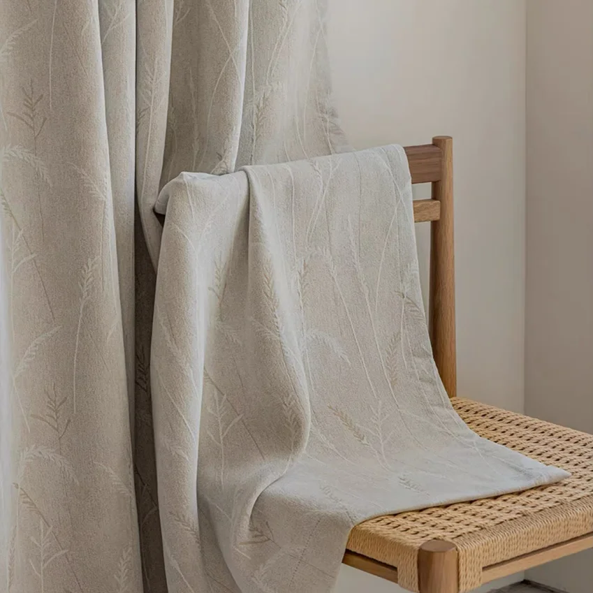 1PC 1PC Pastoral Chenille Jacquard Curtain  for Living Room, Bedroom, Balcony Home Decoration Blinds