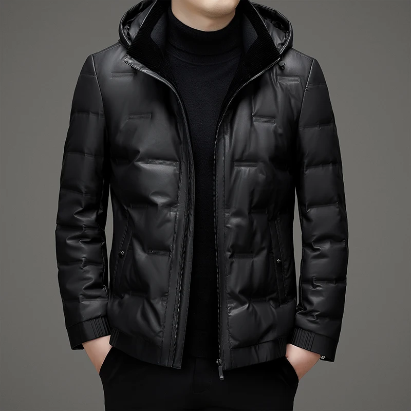 Casual 2024 Winter Men\'s Duck Down Jacket Outwear Loose Windproof&Waterproof Solid Warm Puffer Coats Oversized Top Down Clothing