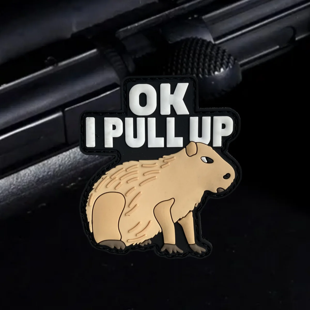 Capybara Meme Funny PVC Tactical Patch Ok I Pull Up Morale Badge Hook and Loop Armband Military Army Backpack Accessory Sticker