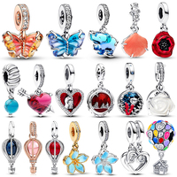 Charms 925 Originale Glass Butterfly Elephant Pendant Beads Fits Bracelet Necklace For Women Charm Silver 925 Luxury DIY Jewelry