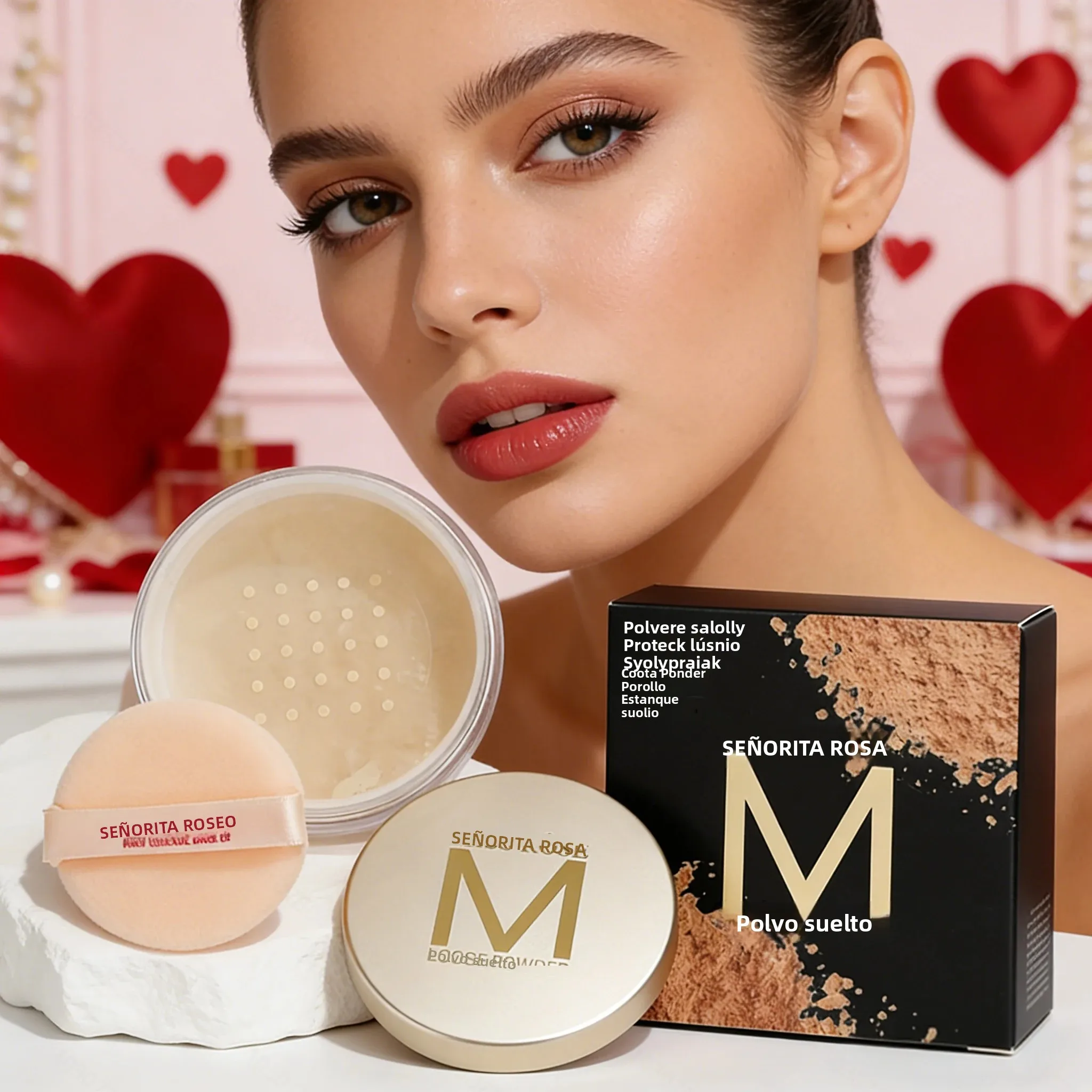 Polvo Fijador Translúcido Control de Grasa, Acabado Natural Suave, Larga Duración, Maquillaje Facial, Regalo para el Día de San Valentín