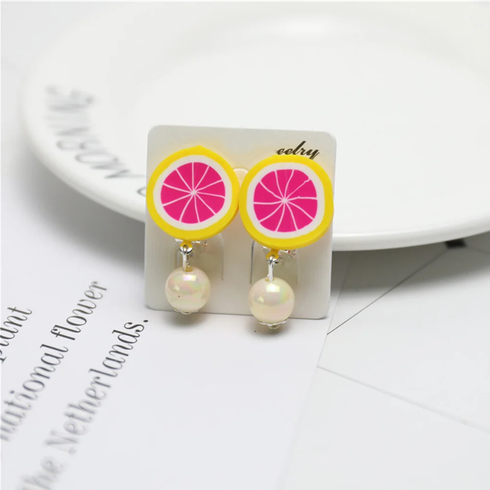 

7Pairs Fruit Ear Cuffs Soft Clay Clip on Earrings No Piercing Ear Adornments for Girls Stylish Everyday Wear Fashion
