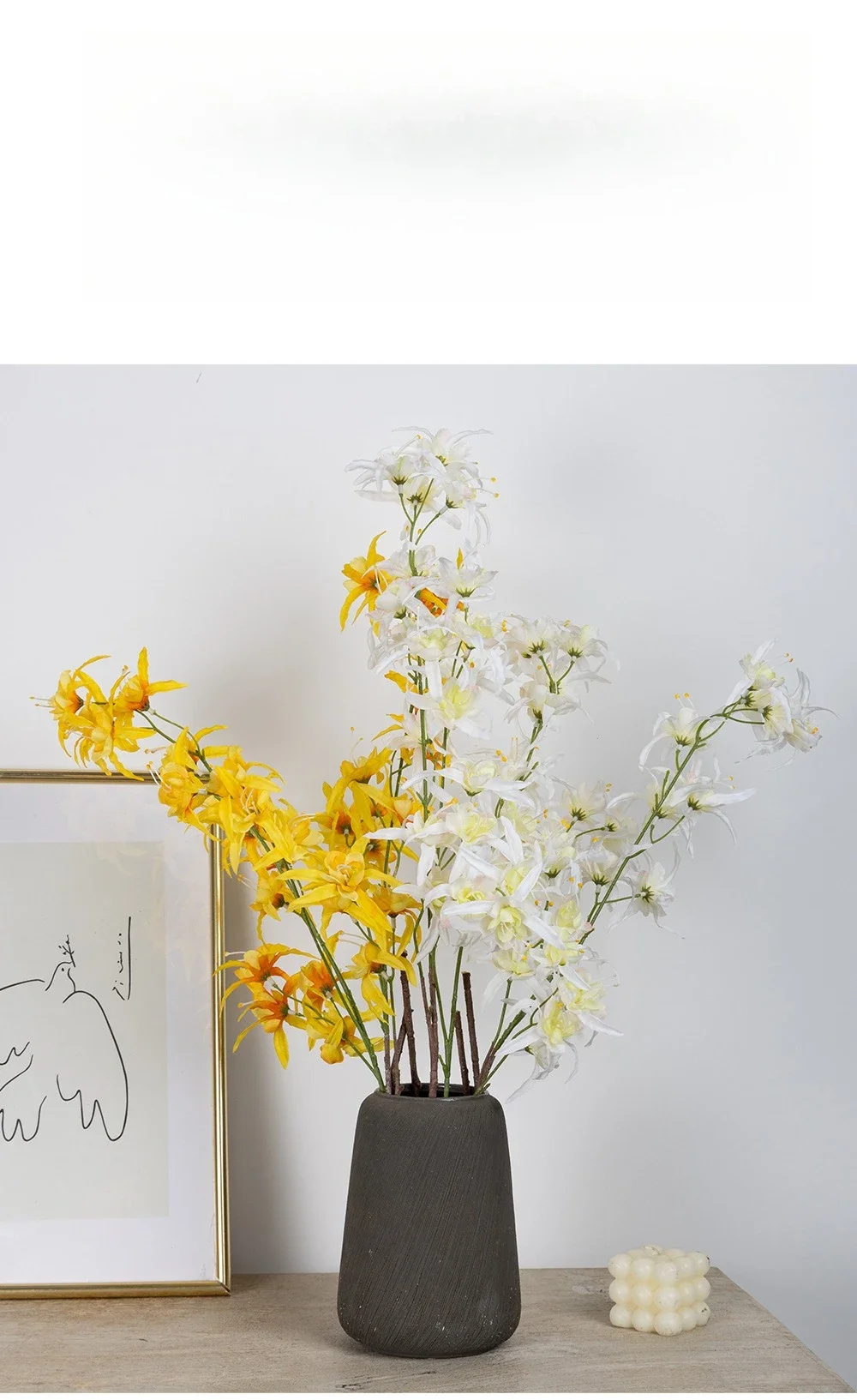 6 Stück Simulationsblumen aus Seide, gelbes Oncidium, Wohnzimmerdekoration, künstliche Blumen, künstliche Oncidiums, Papilionoid-Zweig, Blumen – Detail 8
