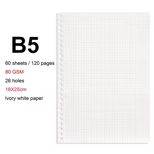 A4/B5/A5 Loose Leaf Refill Binder Notebook Blank/Line/Grid/Cornell Replacable Metal Ring Office&School Supplies Stationery - Image 29