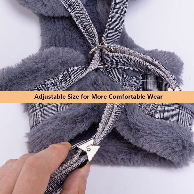 Winter Fleece Dog Harness Vest and Leash Set  Adjustable Pet Harness & Leash for Small Dogs Cats Warm Pet Vest
