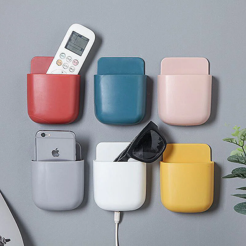 Wall-Mounted Remote Control Tv Air Conditioner Remote Control Panel Storage Box Bedroom Bedside Mobile Phone Charging Stand