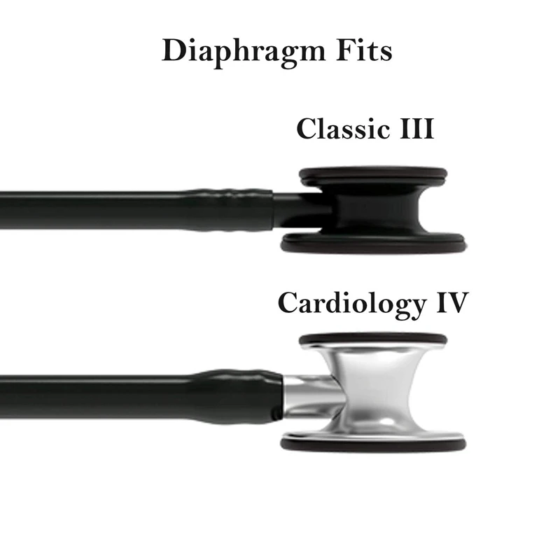 Tunable Stethoscope Spare Parts Replacement Eartips Diaphragm Rim Assembly Set Fit for Littmann Classic III Cardiology IV Black