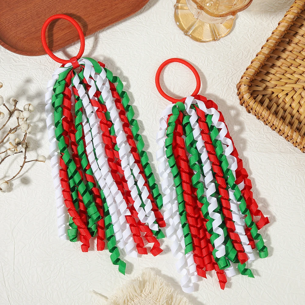 2 Stück/Set Satin-Quasten-Stirnband und Pferdeschwanzhalter, geeignet für Mädchen, dekoratives Haar-Accessoire für WM-Partys – Detail 9