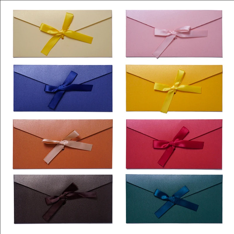 10 Pcs/set Classic Retro Tie Paper Envelopes on Kraft for Wedding Invitation Gift Envelope Greeting Card Bag 11x22cm